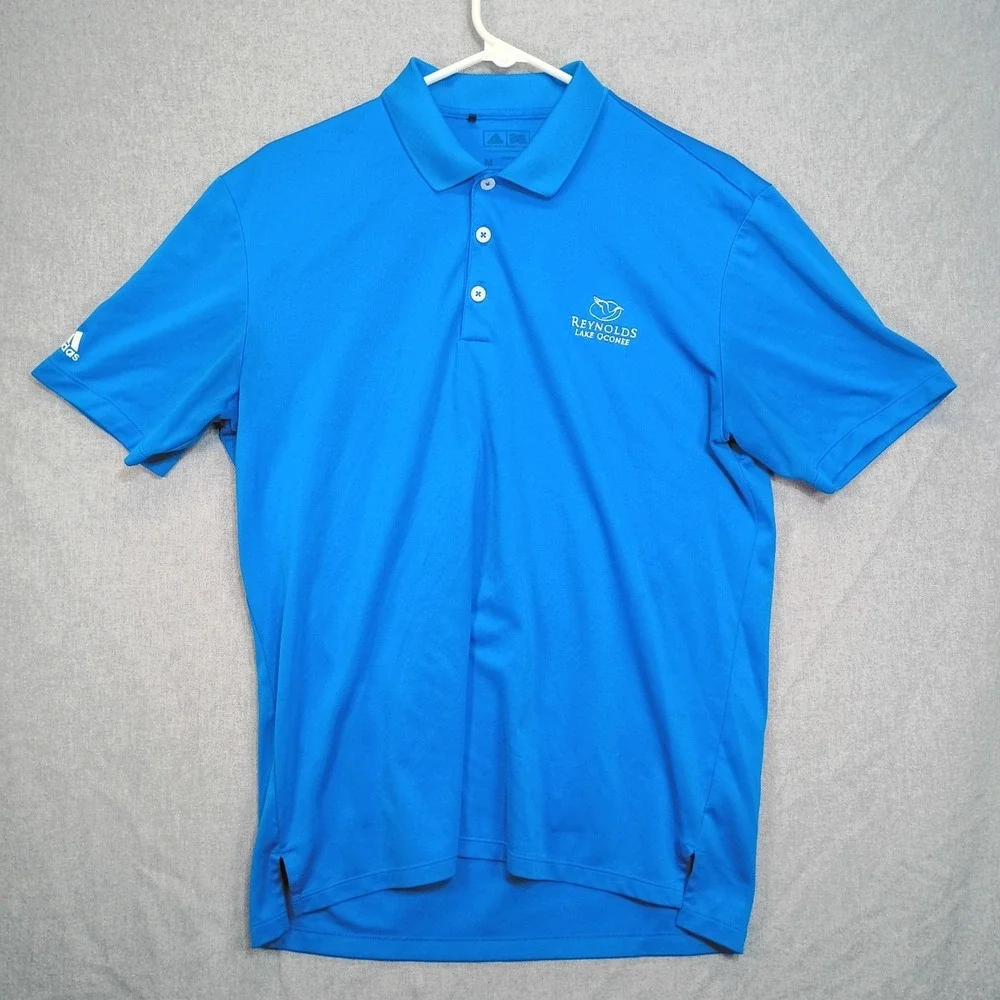 Reynolds Lake Oconee Adidas Golf Polo Mens Medium Blue Performance Shirt Georgia